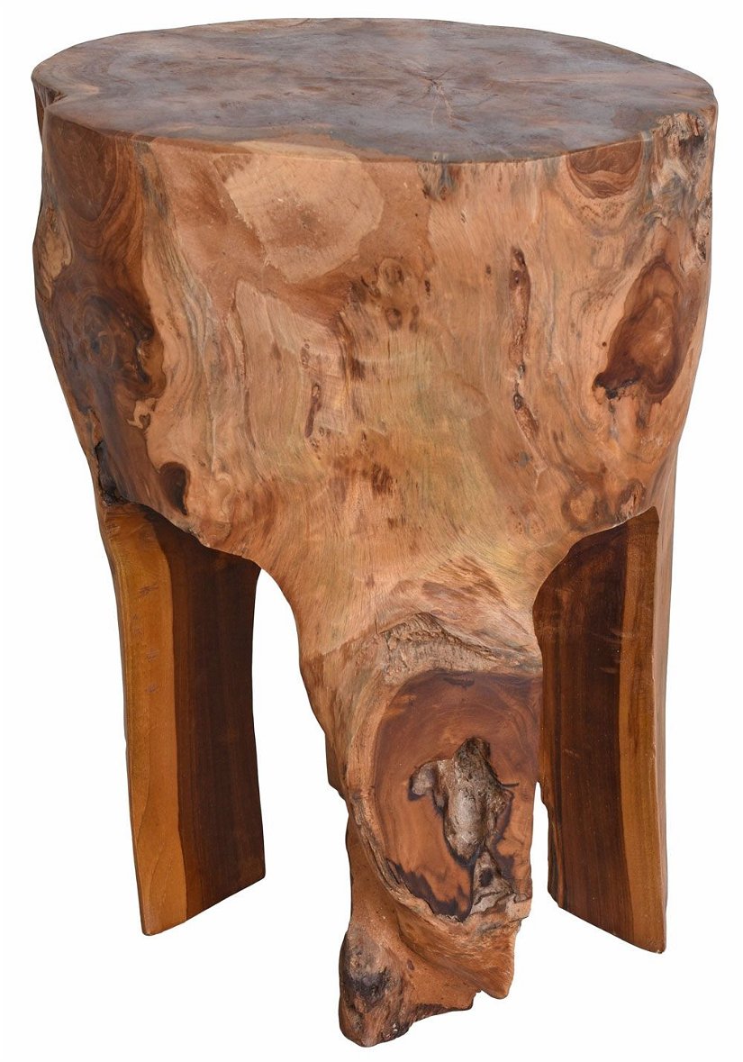 Scaunel deosebit din lemn masiv de tec sculptat