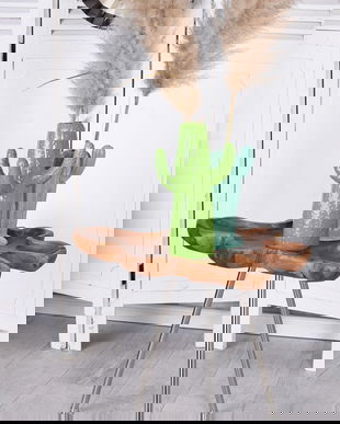 Masa deosebita din lemn masiv de tec cu trei picioare metalice