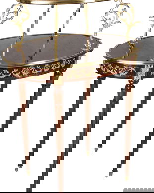 Masa din lemn masiv furniruit cu etajera pentru prajituri