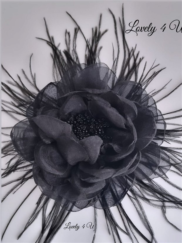 Accesoriu floare neagra tip broșă, colier sau brățară