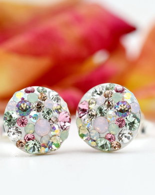 Cercei Swarovski / Pastel / Chaton Ball / Argint 925