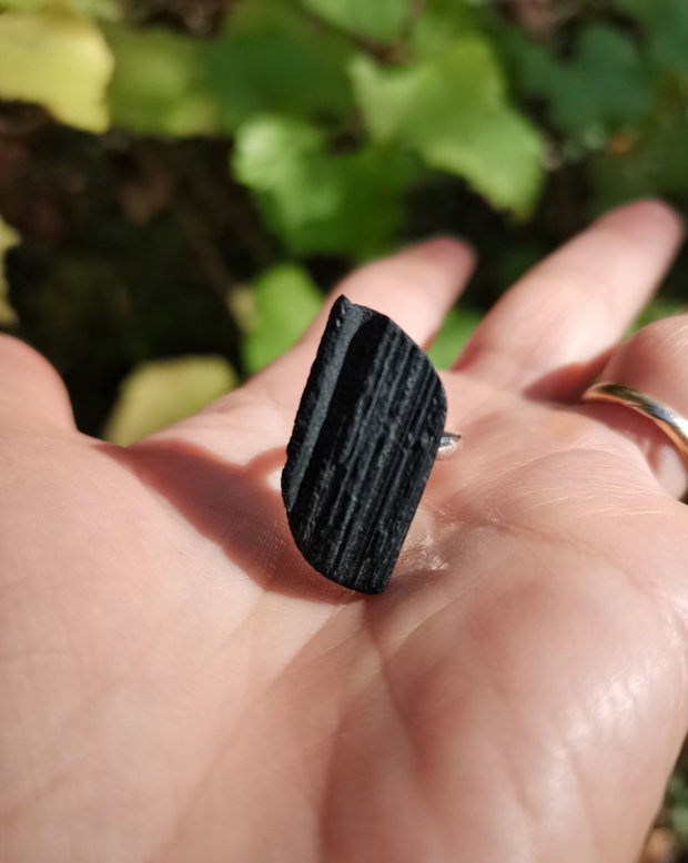 Inel Turmalina neagra si Argint 925 - IN1258 - Inel negru reglabil, inel pietre semipretioase, cadou romantic, inel elegant, inel business, inel cadou, cristaloterapie, cristale vindecatoare