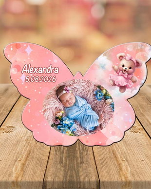 Marturii botez fluture ursulet roz