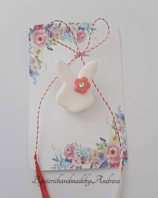 Brosa martisor iepuras cu piatra Preciosa