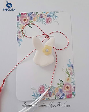 Brosa martisor iepuras cu piatra Preciosa