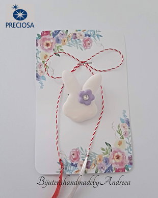 Brosa martisor iepuras cu piatra Preciosa