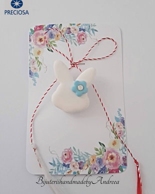 Brosa martisor iepuras cu piatra Preciosa
