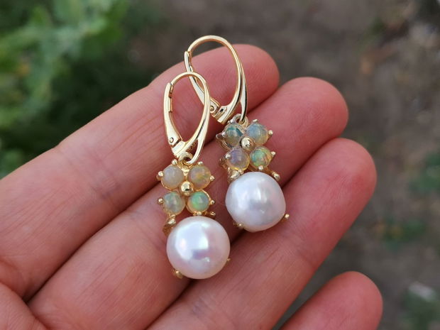 Cercei opal & perle