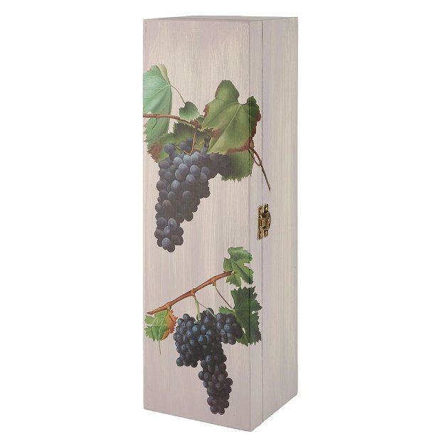 Cutie din lemn pentru sticlă de vin, decorată manual