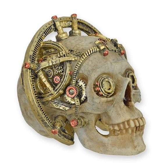 Statueta STEAMPUNK cu un craniu cu sextant