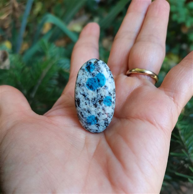 Inel Azurit in granit / Jasp K2 si Argint 925 - IN1260 - Inel albastru reglabil, inel cadou, bijuterii cadou, cadou romantic, inel pietre semipretioase, cristale vindecatoare