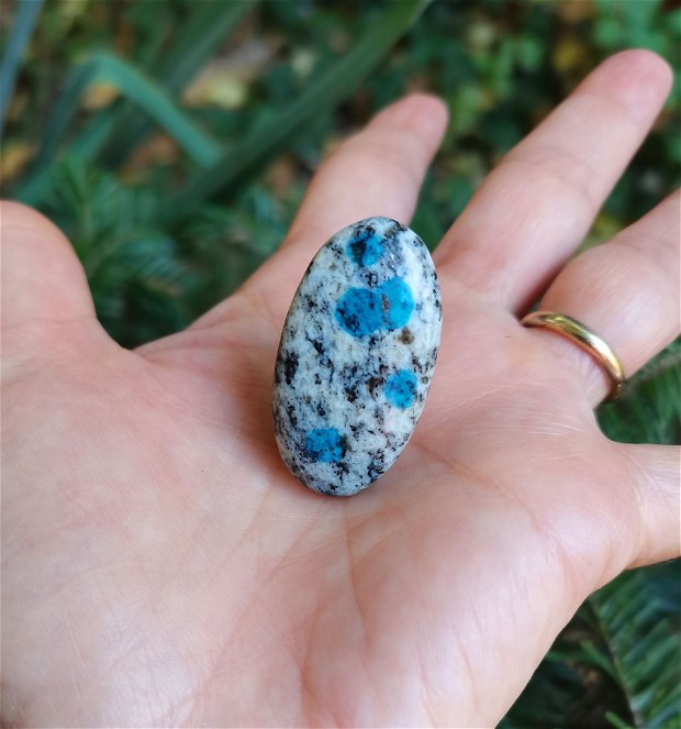Inel Azurit in granit / Jasp K2 si Argint 925 - IN1260 - Inel albastru reglabil, inel cadou, bijuterii cadou, cadou romantic, inel pietre semipretioase, cristale vindecatoare