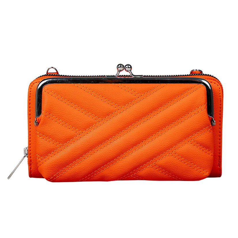 Portofel tip gentuta crossbody din piele ecologica, 20 x 11 x 4.5 cm, portocaliu