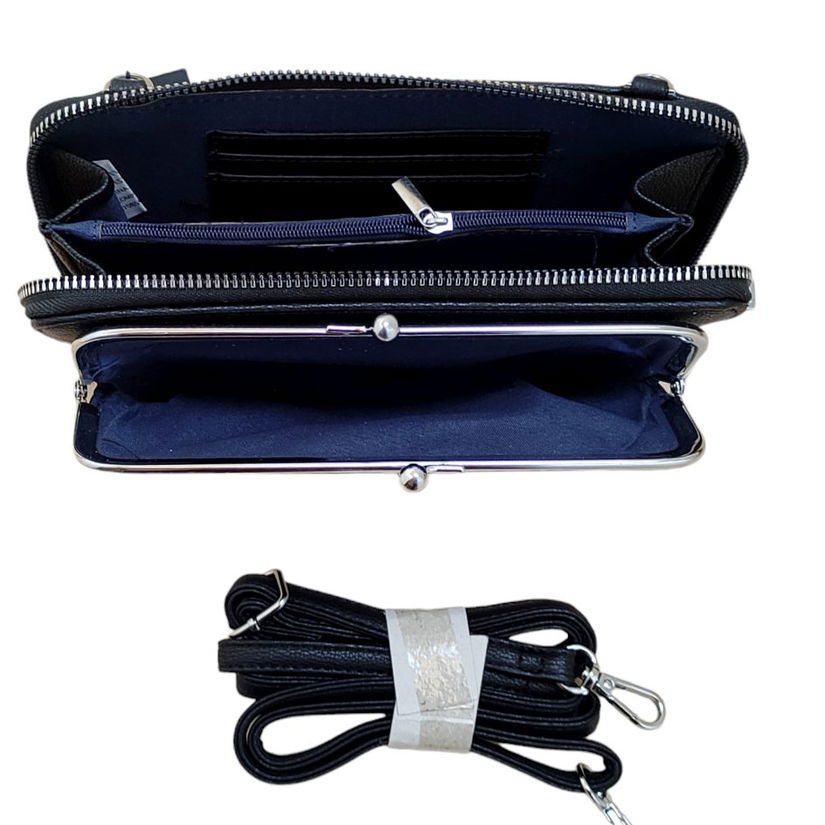 Portofel tip gentuta crossbody din piele ecologica, 20 x 11 x 4.5 cm, portocaliu