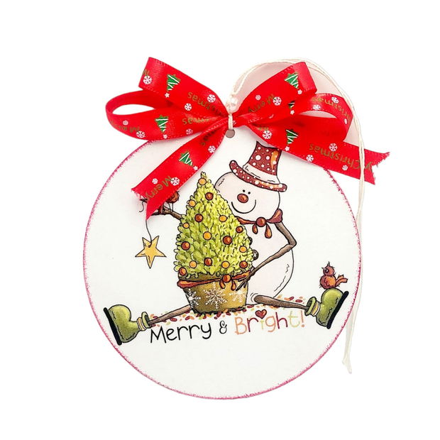 Glob lemn pentru Craciun, Merry & Bright, Fun008