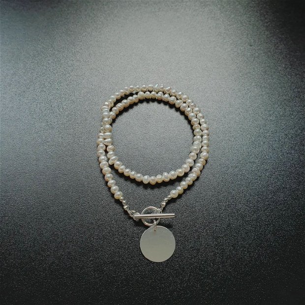 Colier perle naturale si banut din argint