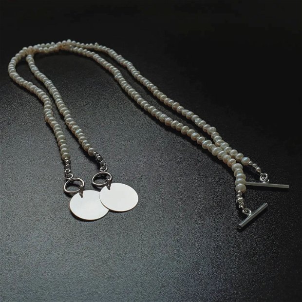 Colier perle naturale si banut din argint