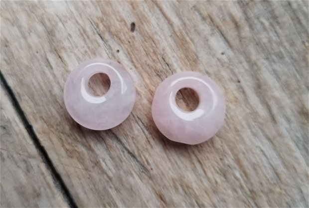 Pereche cuart roz, donut, 18 mm