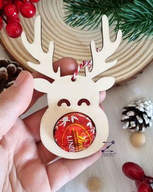 Ornament Craciun ren cu bomboana, ornament ren cu nas rosu, ornament ren craciun, decoratiune ren craciun, decoratiune cu bomboana