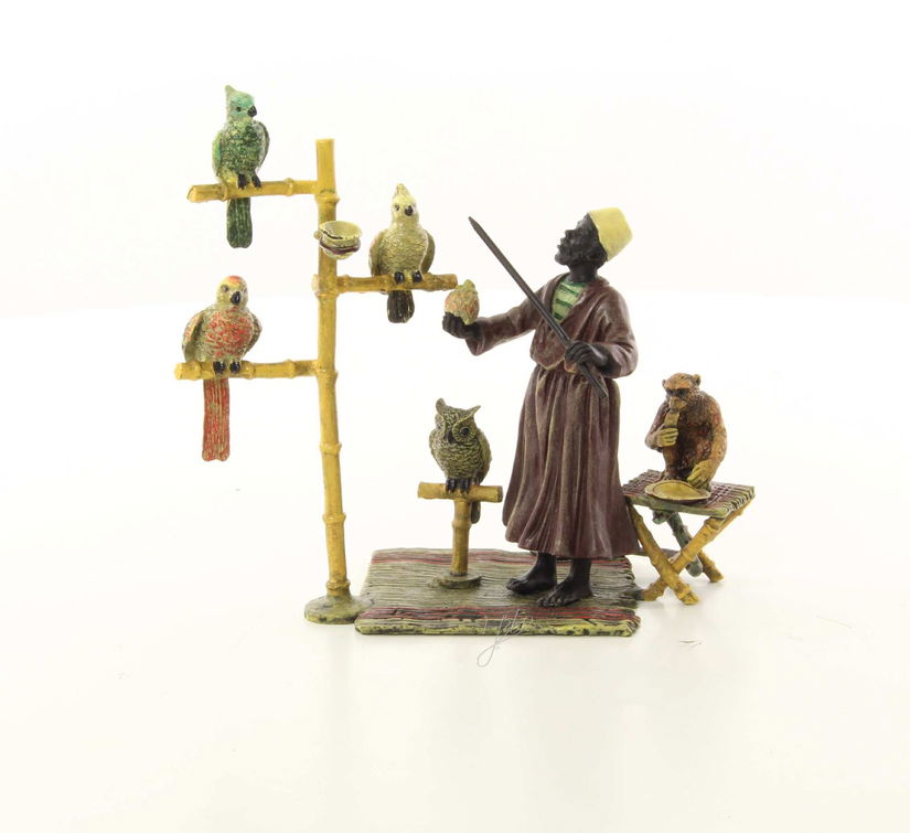 Dresor de papagali-statueta vieneza din bronz