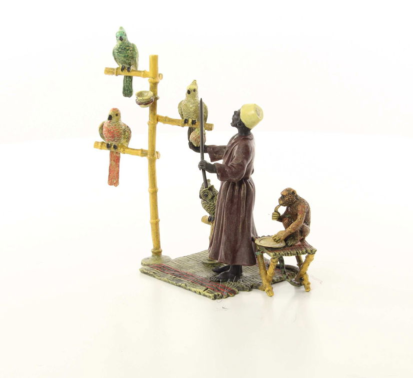 Dresor de papagali-statueta vieneza din bronz