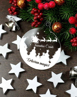 Glob din plexiglas personalizat cu nume - Craciun magic