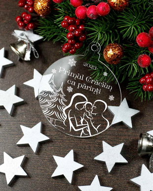 Glob din plexiglas personalizat - Primul Craciun ca parinti