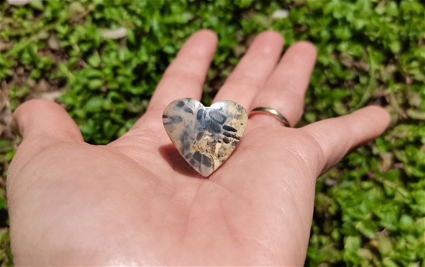 Inel Jasp Cawanit inima si Argint 925 - IN1165 - Inel pietre semipretioase, inel inima, inel reglabil, cadou romantic, inel cadou, bijuterii cadou, cristaloterapie, cristale vindecatoare