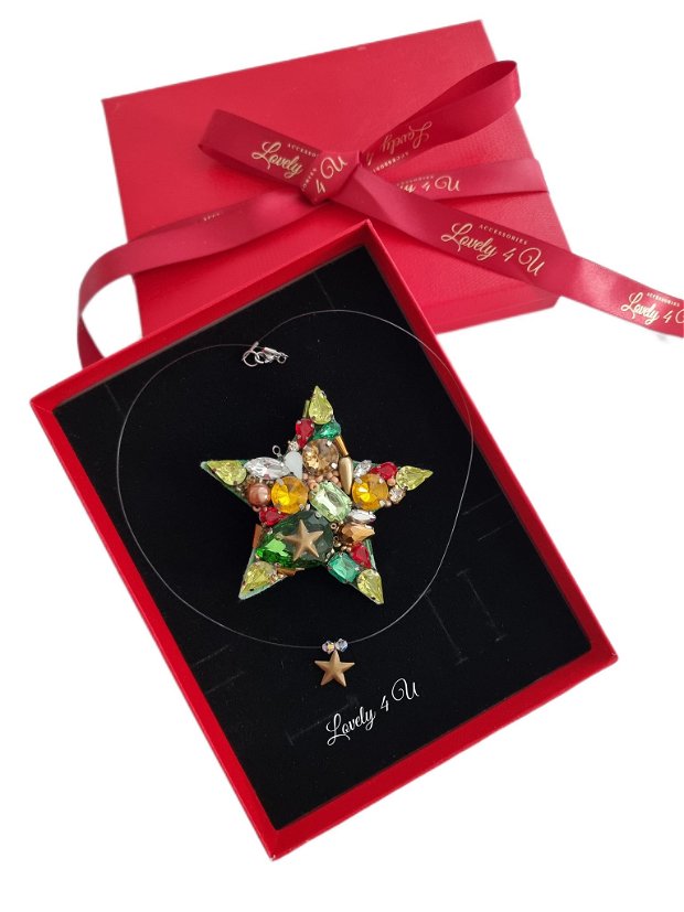 LOVELY STAR - Broșa -STEA, Broșa de Crăciun, Brosa in formă de STEA