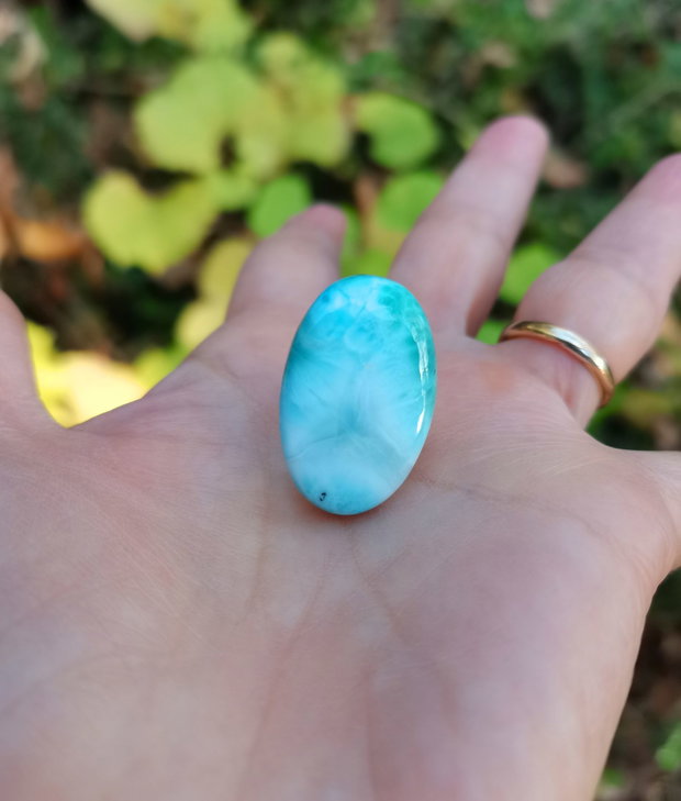 Inel Larimar si Argint 925 - IN1265 - Inel albastru reglabil, inel cadou, bijuterii larimar, bijuterii cadou, inel pietre semipretioase, cadou sotie, cristale vindecatoare, cristale de colectie