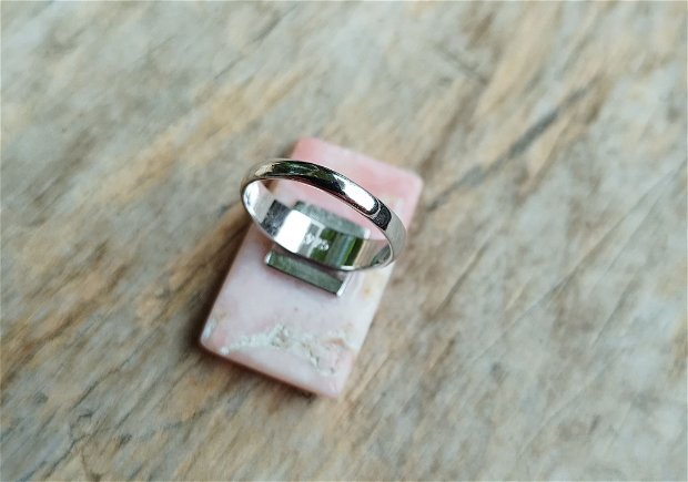 Inel opal roz, argint 925 rodiat, inel reglabil