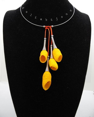 Colier handmade statement unicat - coconi de matase (cod890)