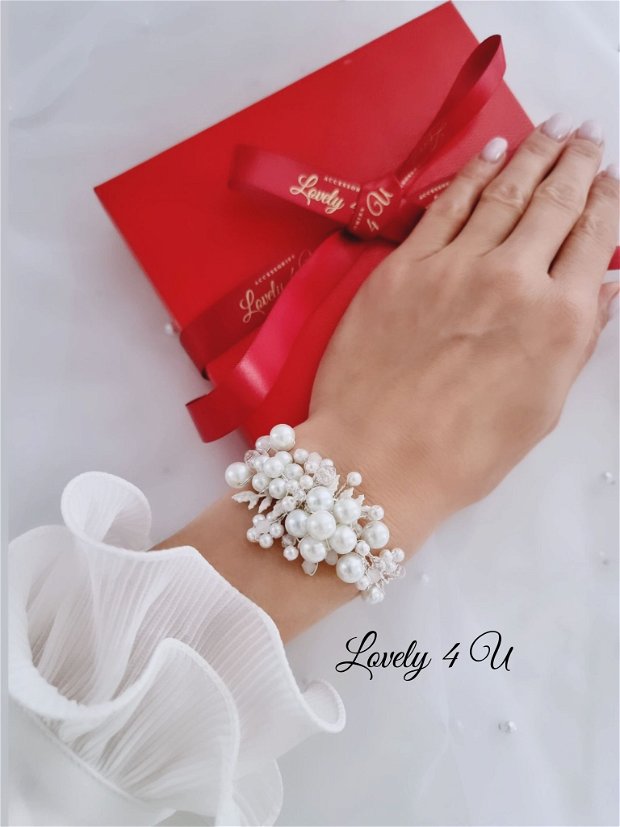 Dalianna - Brățară mireasa cu perle albe