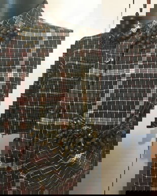 STEFANEL CAMASA BUMBAC TARTAN ACCESORIZATA CU PIETRE