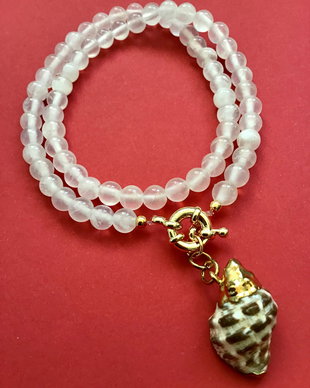 Colier CHOKER Selenit alb & scoica