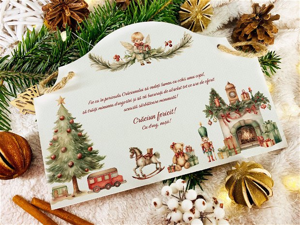 Placuta decorativa personalizata de Craciun - Retro Christmas