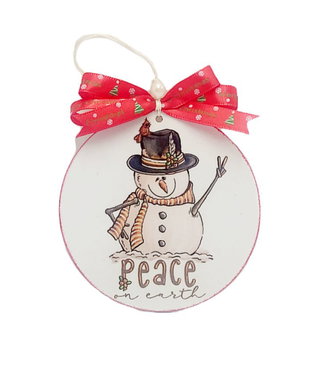 Glob lemn pentru Craciun, unicat, decorat manual, Peace on Earth, Fun011