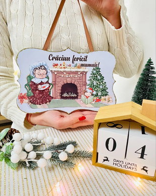 Placuta Decorativa Personalizata de Craciun - Craciunul cu bunica