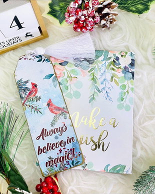 Semn de carte personalizat cu mesaj de Craciun - A woodland Christmas