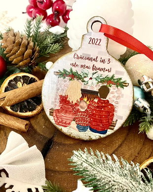 Glob Craciun Personalizat din Lemn - Christmas Family