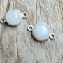 Link piatra lunii in rama de argint, 17x11 mm (2 buc)