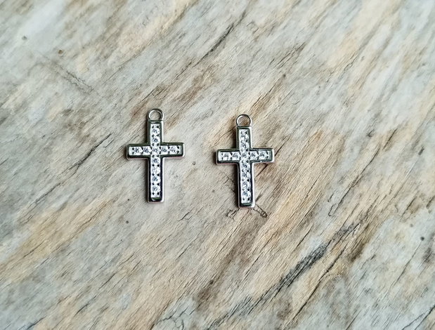 Cruciulita argint rodiat, 18x12 mm (1 buc)
