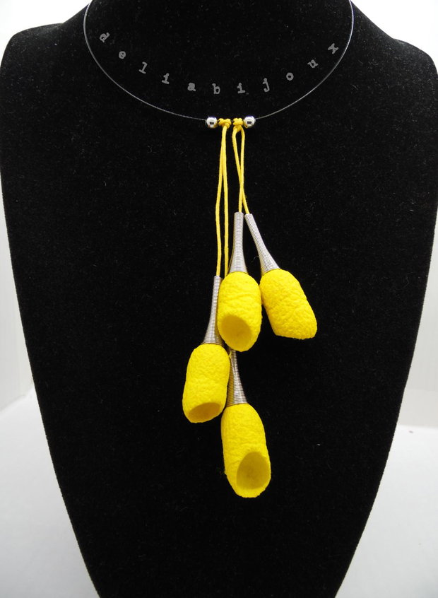 Colier handmade statement unicat - coconi de matase (cod893)