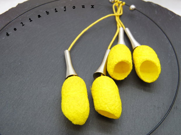 Colier handmade statement unicat - coconi de matase (cod893)