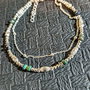 Bratara argint X2 opal de foc etiopian disc lant argint minimalista boho chic trendy - Transport gratuit