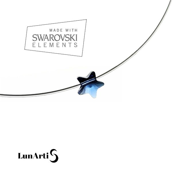 LIVRARE GRATUITĂ Colier  / Choker transparent cu argint și stea Swarovski Crystal