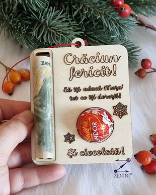 Ornament Craciun pentru bani, ornament cadou bani, decoratiune craciun cu bani, cadou craciun bani
