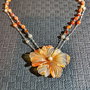 Colier argint X2 agate carneol lant argint floare boho chic trendy - Transport gratuit