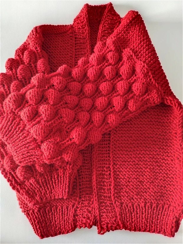 Cardigan tricotat rosu