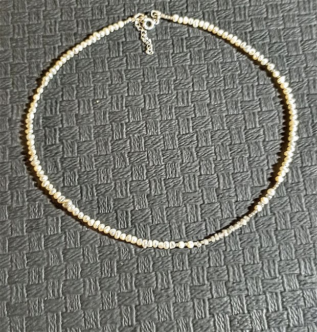 Colier argint diamante brute perle naturale de cultura freeform asimetric minimalist trendy- Transport gratuit